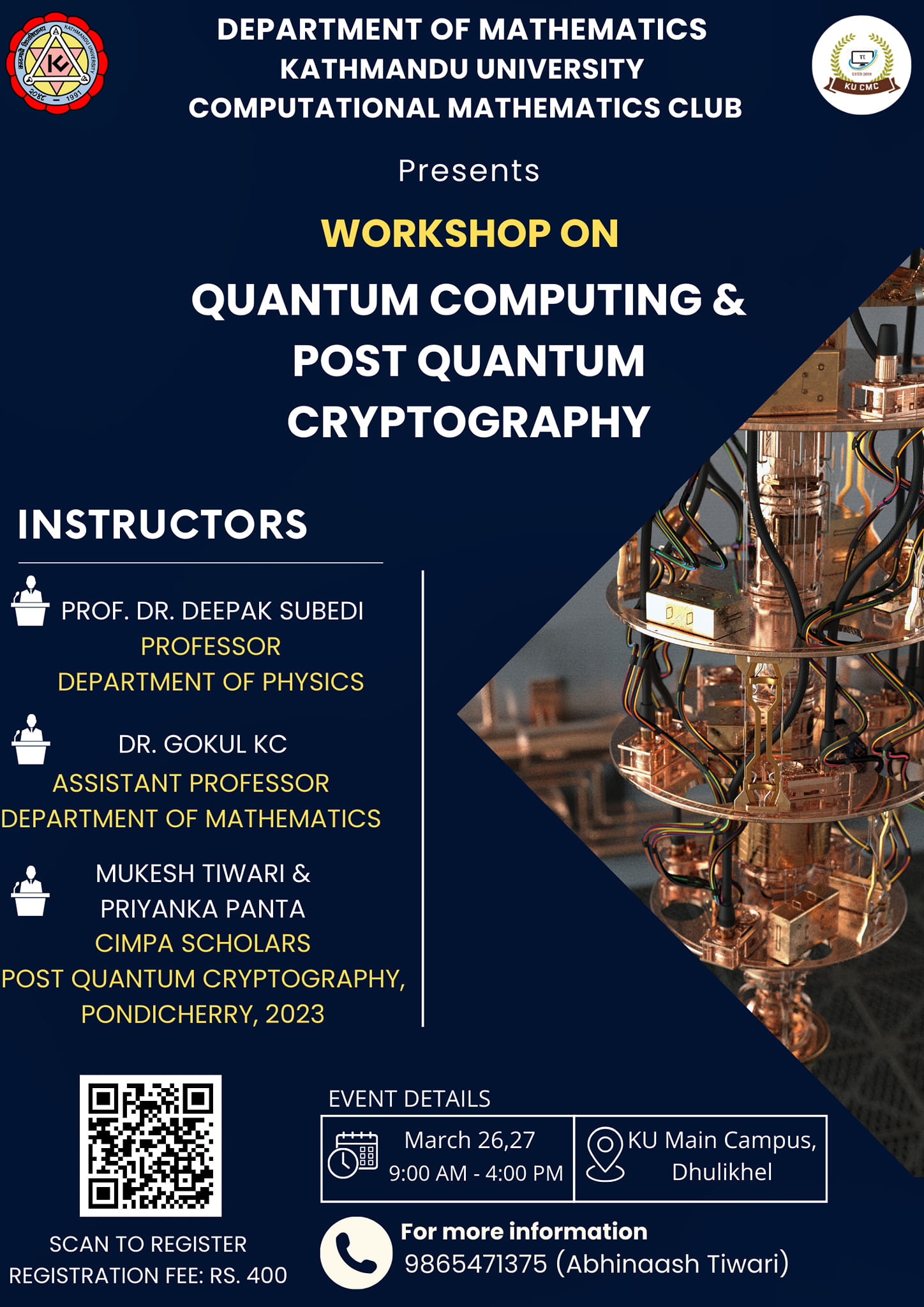 Workshop on Quantum Computing and Post Quantum Cryptography.