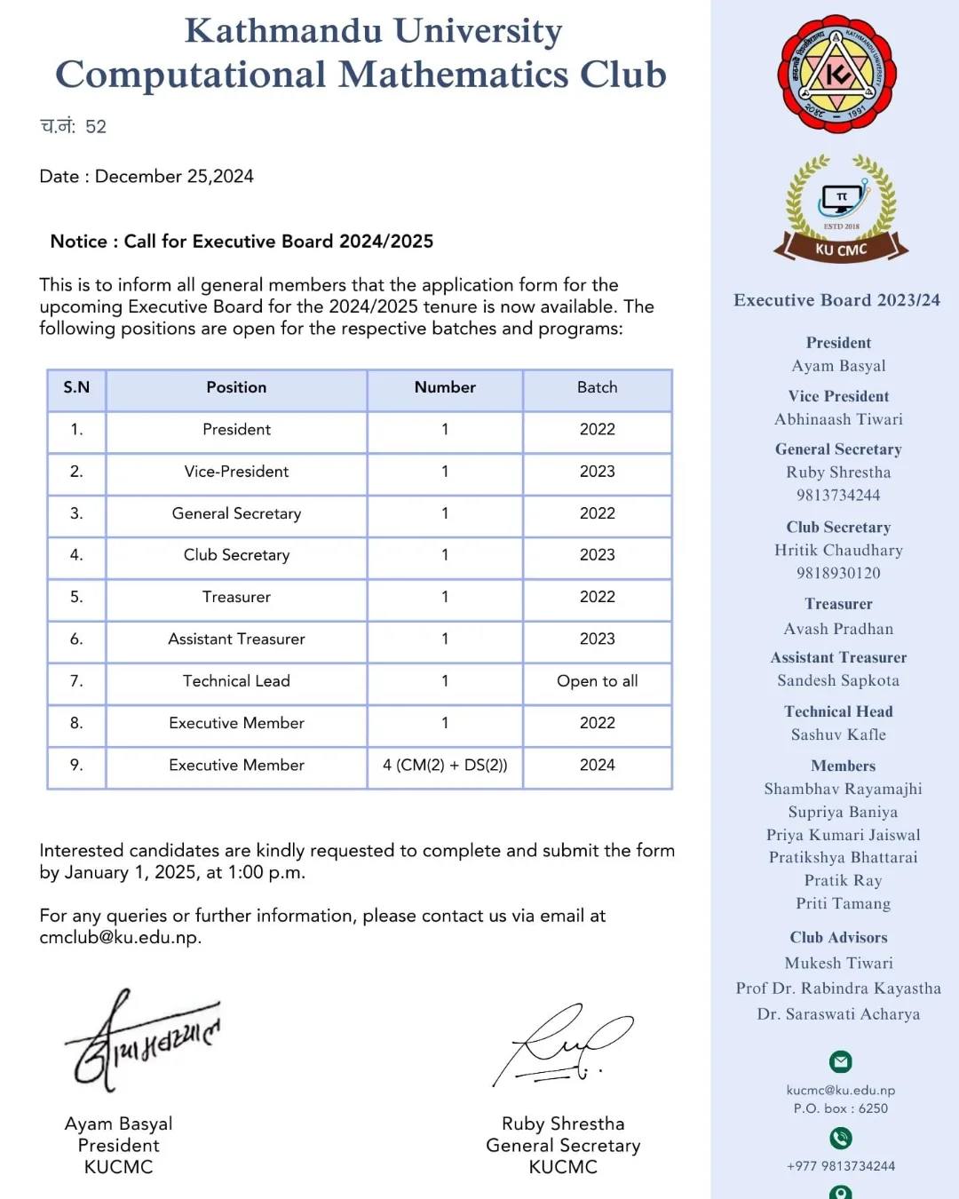 Call for Executive Board 2024/25