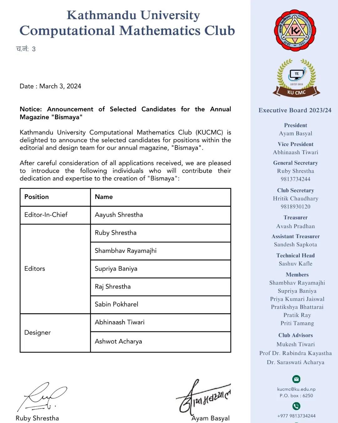 Selected candidates for Bismaya